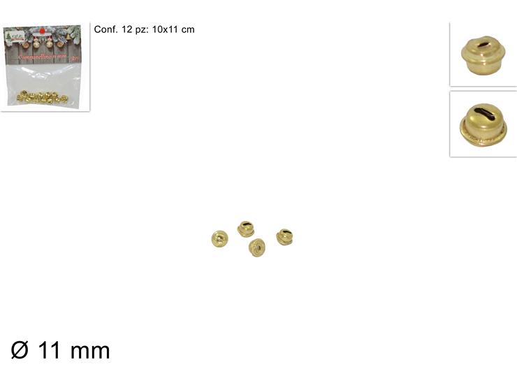 CAMPANELLINO ORO mm.11 Pz.15 LD-001G-11m - Natale > Addobbi > Campanelli - Ingrosso B2B Magazzini Scatigna