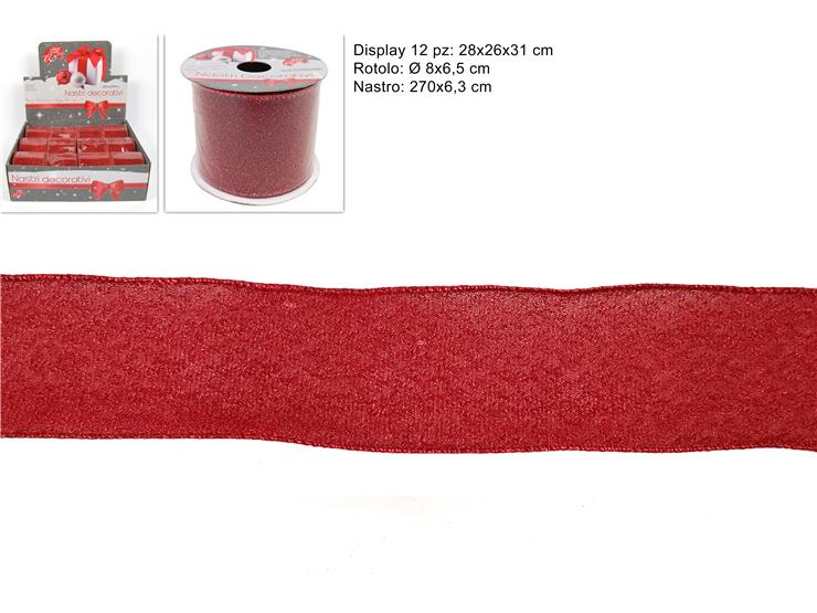 NASTRO GLITT.ROSSO Cm.6,3270 LCH15-020- - Confezionamento > Nastri E Rotoli > Rotoli Tessuti Vari - Ingrosso B2B Magazzini Scatigna