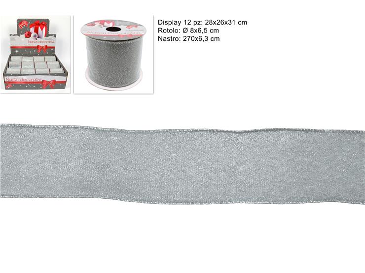 NASTRO GLITT.SILVER Cm.6,3270 LCH15-020 - Confezionamento > Nastri E Rotoli > Rotoli Tessuti Vari - Ingrosso B2B Magazzini Scatigna
