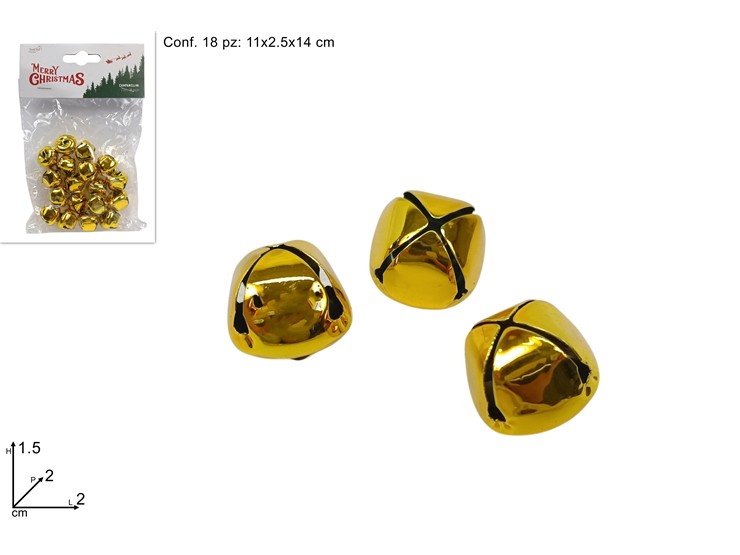 CAMPANELLINI MET.ORO Cm2 Pz16 XF23SZLD2G - Natale > Addobbi > Campanelli - Ingrosso B2B Magazzini Scatigna