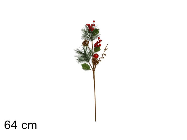 RAMETTO C/BACCHE PIGNE E FRUTTO ZF14-308 - Natale > Bacche E Fiori > Spilloni Bacche - Ingrosso B2B Magazzini Scatigna
