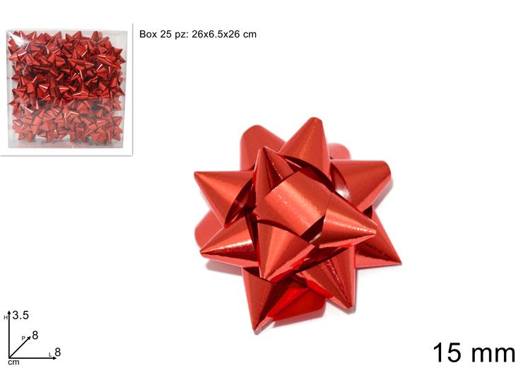 COCCARDE ROSSE mm.15 Pz.25 BOX 15LUX MET - Natale > Confezionamento > Coccarde - Ingrosso B2B Magazzini Scatigna