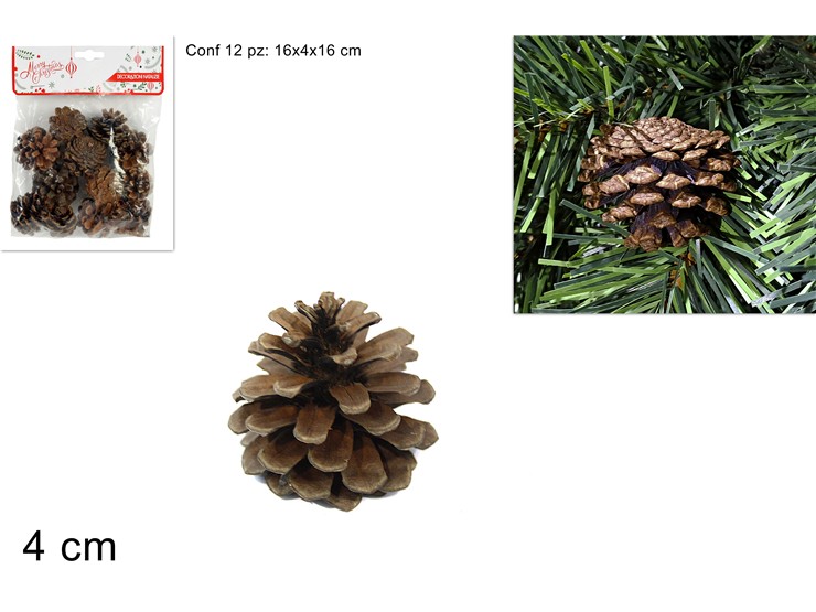 PIGNE DECORAT.NATURAL.Cm.4 Pz12 3C.UF136 - Natale > Nativita Accessori > Pigne - Ingrosso B2B Magazzini Scatigna