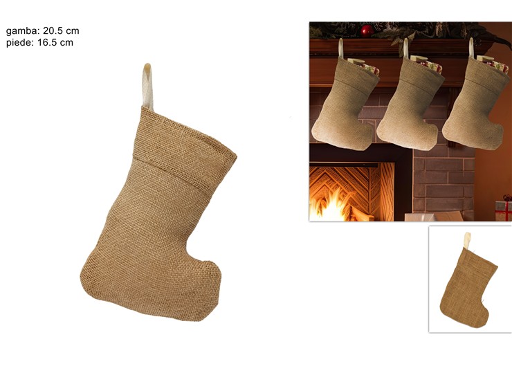 CALZA JUTA NATURALE Cm.20,516,5 HY19051 - Natale > Calze Natale > Naturali - Ingrosso B2B Magazzini Scatigna