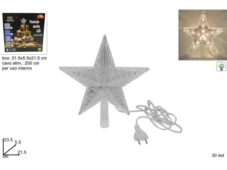 PUNT.STELLA 30LED GIOC.LUC.BIAN.CAL.220V - Natale > Puntali > Stella - Ingrosso B2B Magazzini Scatigna
