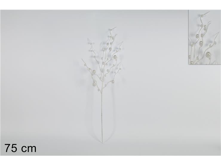 STELO C/PERLE BIANCHE Cm.75 Art.SA15506W - Natale > Bacche E Fiori > Spilloni Bacche - Ingrosso B2B Magazzini Scatigna