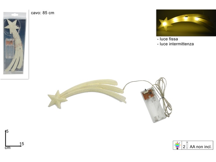 STELLA COMETA FLUOR.C/LUCE CAL.Cm15 223F - Natale > Luci Varie > Comete - Ingrosso B2B Magazzini Scatigna