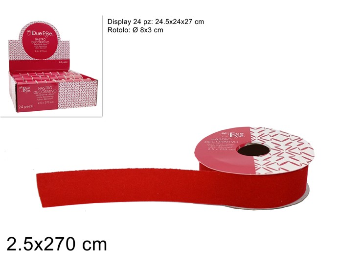 NASTRO VELLUTO ROSSO Cm.2,5270 2018710 - Eventi > Compleanno > Accessori Confezionamento - Ingrosso B2B Magazzini Scatigna