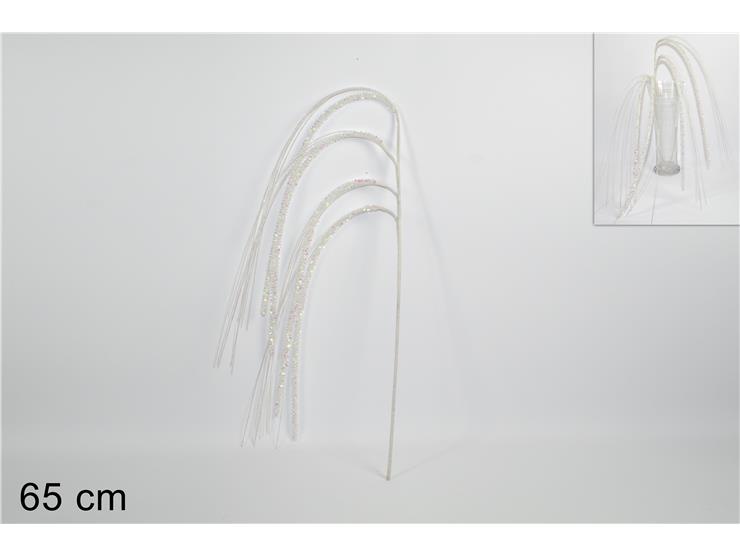 STELO 4 RAMETTI GLITTER.BIANCO DM19493-1 - Natale > Bacche E Fiori > Pilloni Pendenti - Ingrosso B2B Magazzini Scatigna