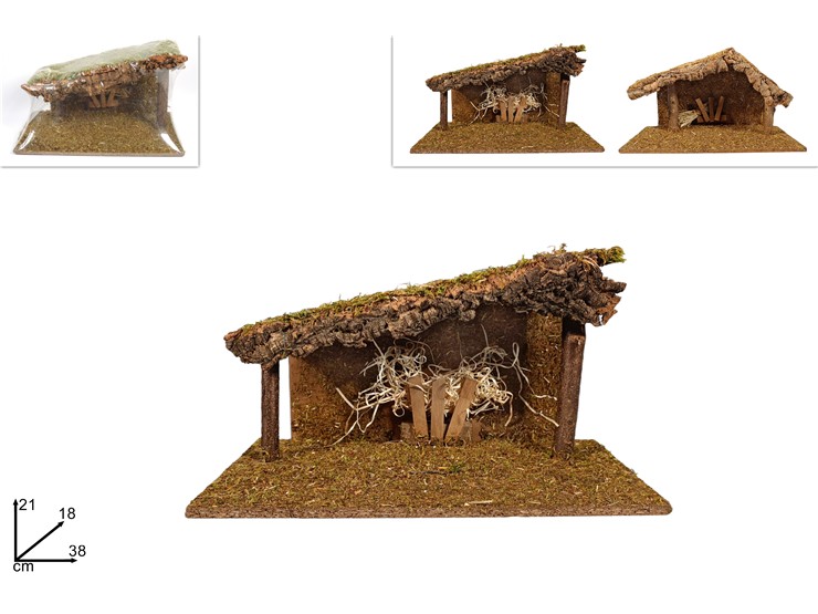 CAPANNA MUSCHIO 2MOD.ASS.3818 21101.97 - Natale > Nativita Accessori > Capanne - Ingrosso B2B Magazzini Scatigna
