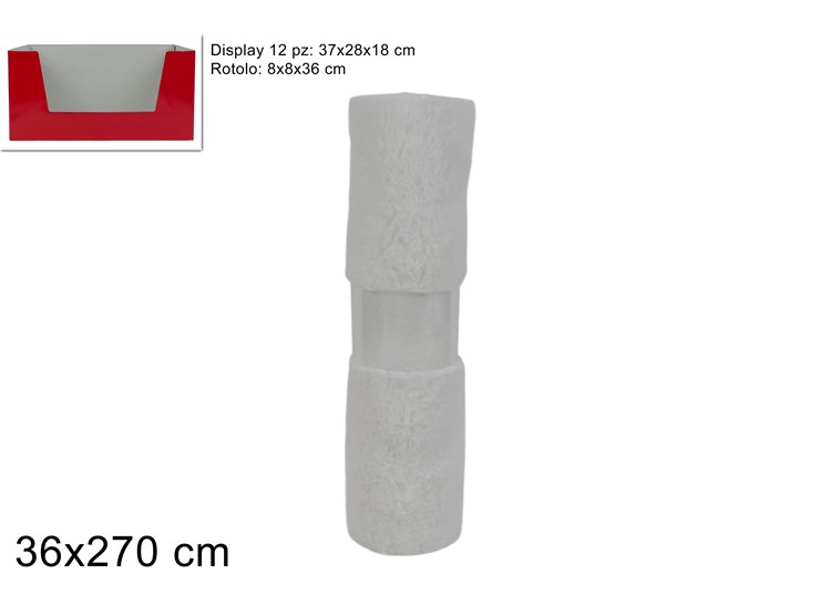 ROTOLO PELLICCIA BIANCO Cm36270 HJ2016- - Confezionamento > Nastri E Rotoli > Rotoli Tessuti Vari - Ingrosso B2B Magazzini Scatigna