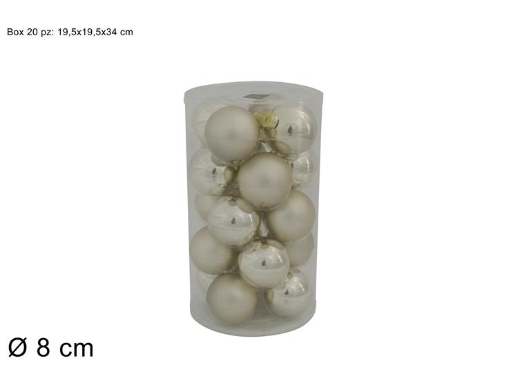 SET 20PALLE VETRO LUC/OPAC.Cm8 2ASS.BEIG - Natale > Sfere Vetro > Pvc Box - Ingrosso B2B Magazzini Scatigna