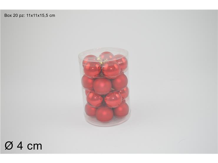 SET 20PALLE VETRO LUC/OPAC.ROSSO Cm4 2AS - Natale > Sfere Vetro > Pvc Box - Ingrosso B2B Magazzini Scatigna