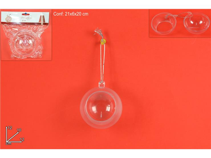 PALLA PLASTICA TRASP.APERTA Cm.12 KKQ012 - Natale > Sfere > Sfere Trasparenti - Ingrosso B2B Magazzini Scatigna