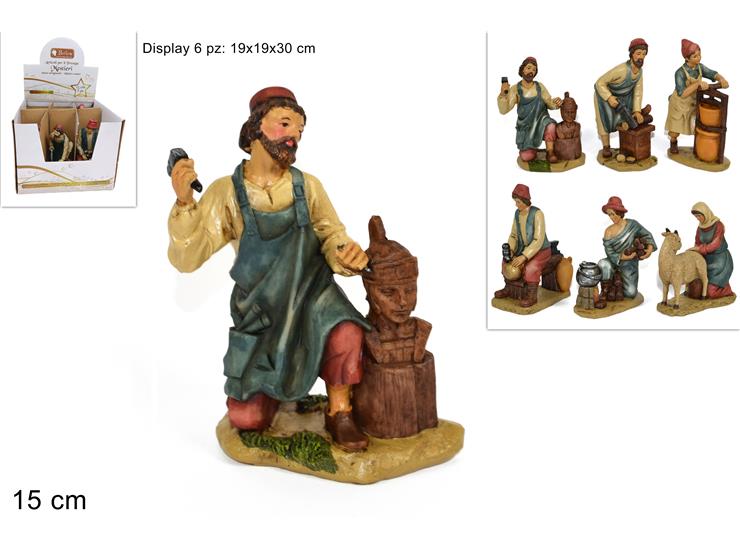 MESTIERI PER NATIVITA' Cm.15 6AS.58896/7 - Natale > Nativita Personaggi > Pastori - Ingrosso B2B Magazzini Scatigna