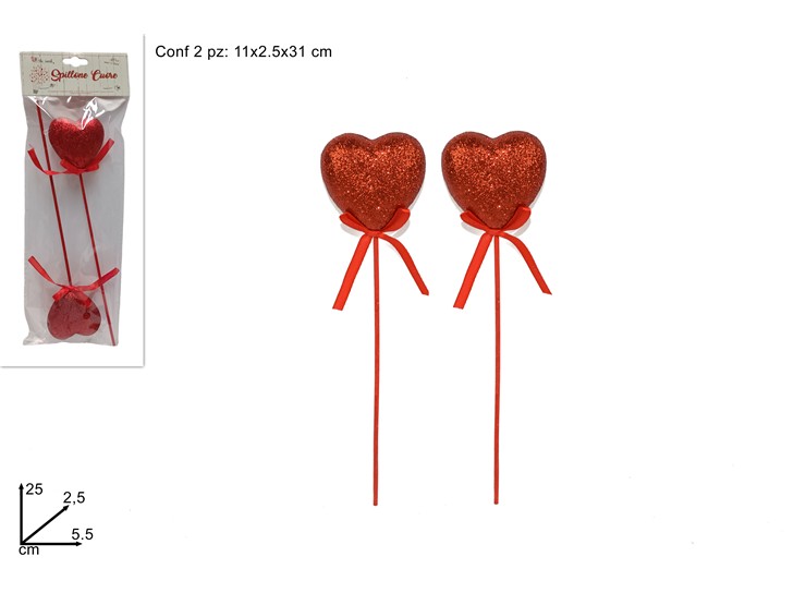 SPILLONE CUORE GLITTERATO SET 2 PZ   ART - Eventi > San Valentino > Decorazioni - Ingrosso B2B Magazzini Scatigna