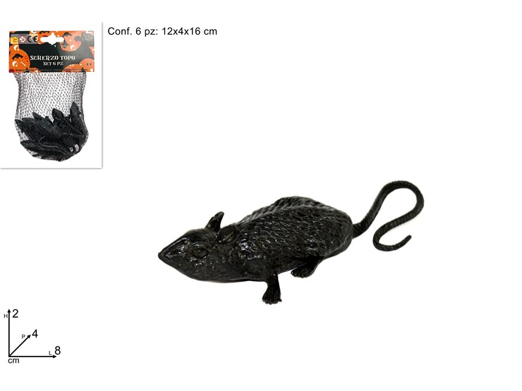 SCHERZO TOPO GOMMA NERO SET Pz.6 YS0562 - Eventi > Halloween > Mostri E Animaletti - Ingrosso B2B Magazzini Scatigna