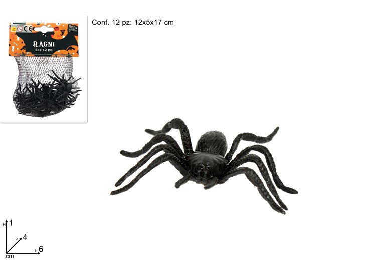 RAGNI GOMMA SET Pz.12 Art.YSO565 - Eventi > Halloween > Mostri E Animaletti - Ingrosso B2B Magazzini Scatigna