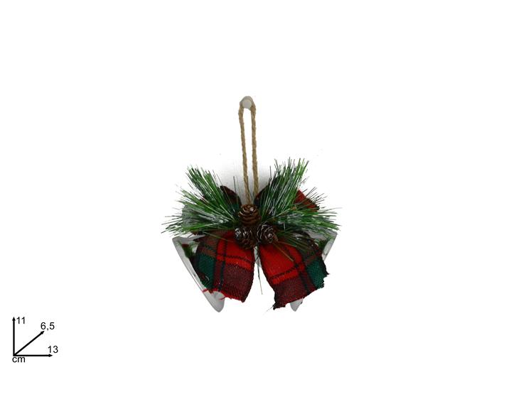 CAMPANE C/FIOC.SCOZ.RAMET.PIG.SILV.17096 - Natale > Appendini Albero > Appendini Scozzesi Campane 02 - Ingrosso B2B Magazzini Scatigna