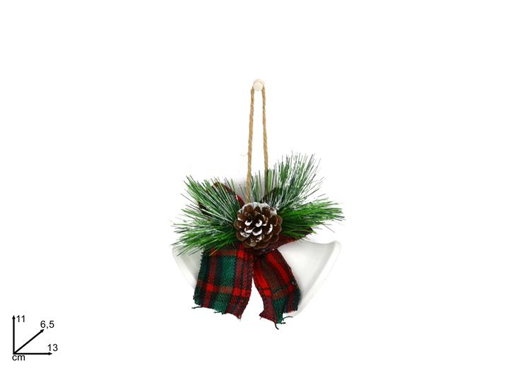CAMPANE C/FIOC.SCOZ.RAMET.PIG.BIANC17096 - Natale > Appendini Albero > Appendini Scozzesi Campane 02 - Ingrosso B2B Magazzini Scatigna