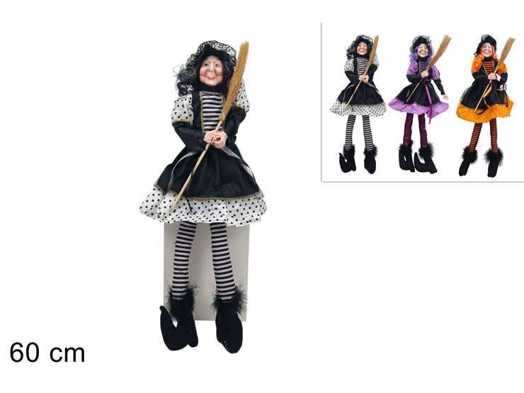 BEFANA SED.C/TESS.POIS Cm60 3COL.17020A/ - Epifania > Befane > Pupazzi - Ingrosso B2B Magazzini Scatigna