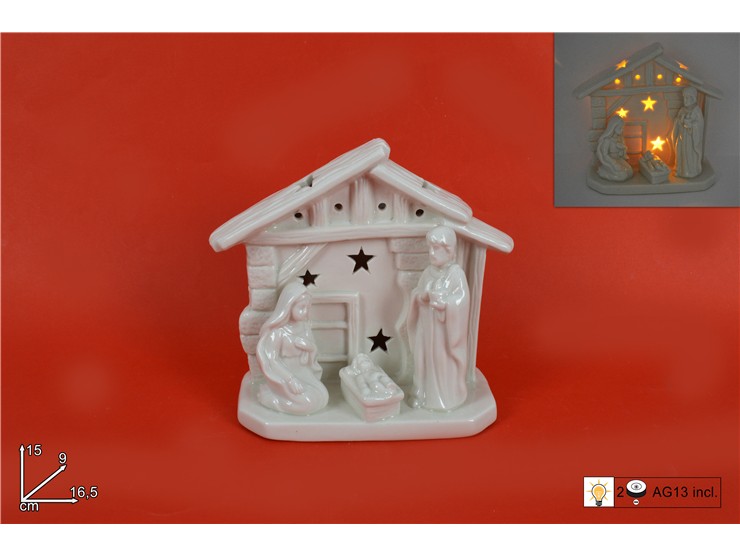 NATIVITA' CAPANNA C/LUCE BATT.Art.16A068 - Natale > Decorazioni Da Interno > Articoli Luminosi - Ingrosso B2B Magazzini Scatigna