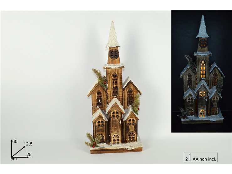 CASET.LEGN.4PIANI Cm60 C/LUC.BAT.70280-1 - Natale > Decorazioni Da Interno > Articoli Luminosi - Ingrosso B2B Magazzini Scatigna