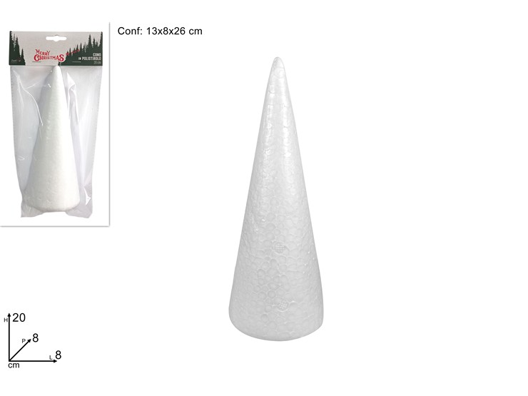 CONO POLISTIROLO Cm.20 (PY-M0923) - Natale > Addobbi > Polistirolo - Ingrosso B2B Magazzini Scatigna