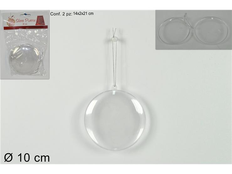 SFERE PIATTE PLAST.TRASP.Cm.10 Pz2 SKM90 - Natale > Sfere > Sfere Trasparenti - Ingrosso B2B Magazzini Scatigna