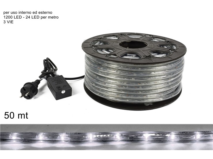 TUBO LED Mt.50 3VIE BIANC.FRED.JH-3LED-W - Natale > Luci Esterno > Tubi Uso Esterno - Ingrosso B2B Magazzini Scatigna