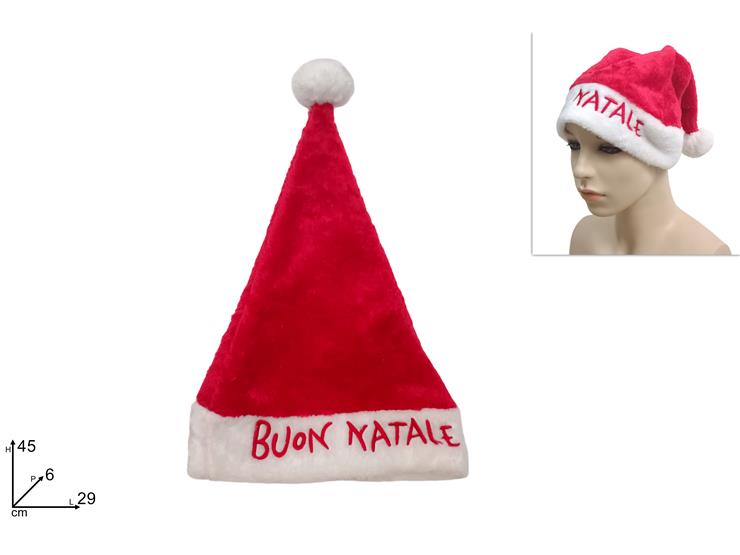 CAPPELLO BABBO NATALE "BUON NATALE" 24F - Natale > Costumii Accessori > Cappelli - Ingrosso B2B Magazzini Scatigna