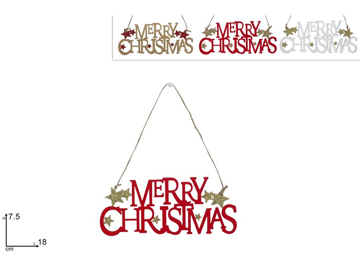 SCRITTA LEGNO MERRY XMAS Cm18 COL.507042 - Natale > Dietroporta E Vetrofanie > Scritte - Ingrosso B2B Magazzini Scatigna