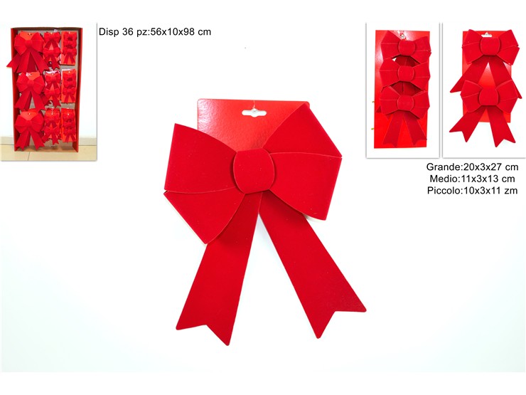 FIOCCHI VELLUTO 3 ASS.DISPLAY (LCH16-170 - Natale > Fiocchi > Rossi - Ingrosso B2B Magazzini Scatigna