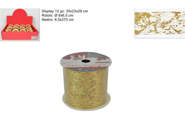 NASTRO ORO Cm.6,5270 120-5-14-5GOLD - Confezionamento > Nastri E Rotoli > Rotoli Organza - Ingrosso B2B Magazzini Scatigna