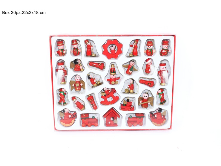 APPEND.LEGNO NATALIZIO Pz.30 JL188-7 - Natale > Appendini Albero > Appendini Legno - Ingrosso B2B Magazzini Scatigna