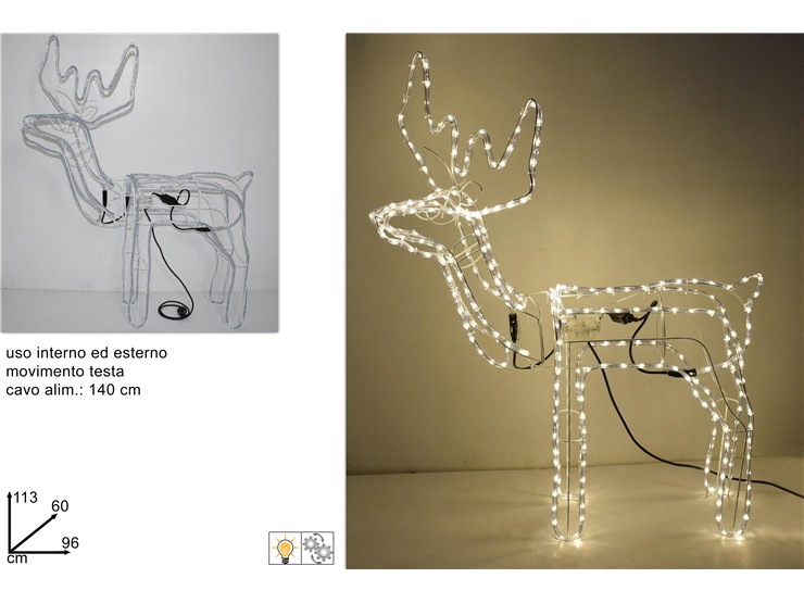 RENNA LUMIN.TUBO LED MOV.TEST.BIAN.CAL.1 - Natale > Luci Varie > Forme Luminose - Ingrosso B2B Magazzini Scatigna