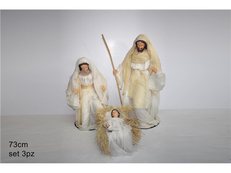 NATIVITA' BIANCA Pz.3 Cm.73 GHF-150-32 - Natale > Nativita Personaggi > Nativita Tessuto - Ingrosso B2B Magazzini Scatigna