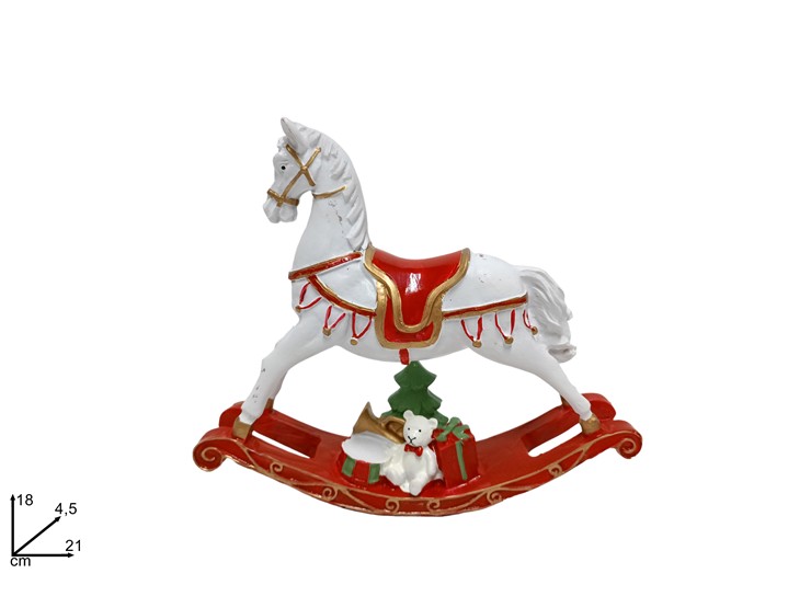 CAVALLO A DONDOLO C/DONI 1821 DX16-7032 - Natale > Decorazioni Da Interno > Personaggi - Ingrosso B2B Magazzini Scatigna