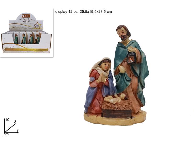 NATIVITA' Cm.10 IN DISPLAY Art.56587 - Natale > Nativita Personaggi > Sacra Famiglia - Ingrosso B2B Magazzini Scatigna