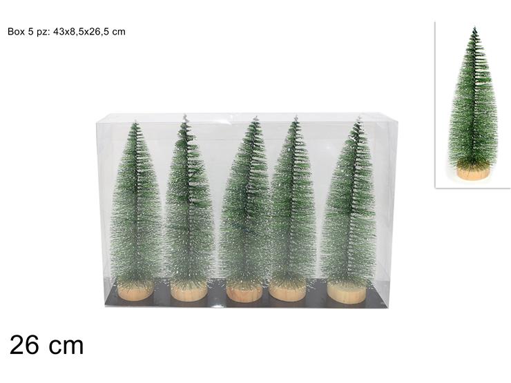 ALBERI Pz.5 Cm.26 IN BOX PVC JM2814 - Natale > Nativita Accessori > Elementi Per Presepe - Ingrosso B2B Magazzini Scatigna