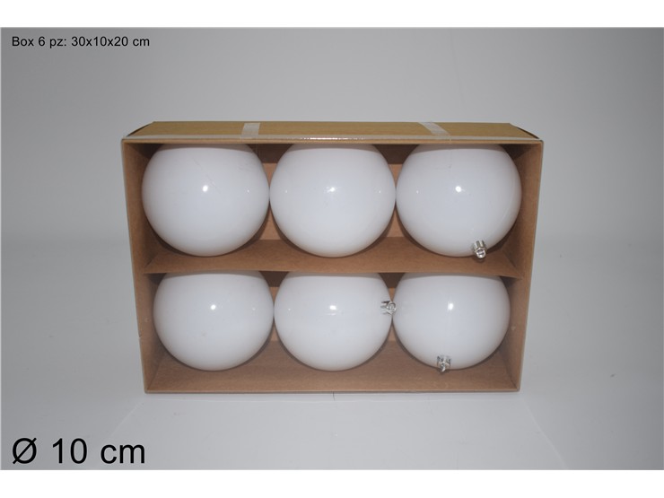 BOX 6PALLE LUCIDE BIANCO Cm.10 SC5055-SY - Natale > Sfere > Lucide - Ingrosso B2B Magazzini Scatigna