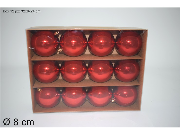 BOX 12PALLE LUCIDE ROSSO Cm.8 SC5054-SY - Natale > Sfere > Lucide - Ingrosso B2B Magazzini Scatigna