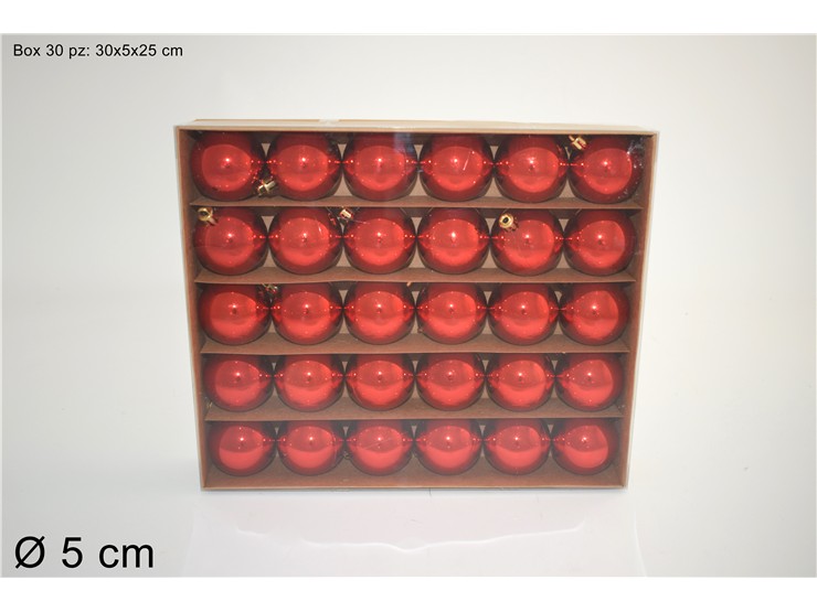 BOX 30PALLE LUCIDE ROSSO Cm.5 SC5052-SY- - Natale > Sfere > Lucide - Ingrosso B2B Magazzini Scatigna