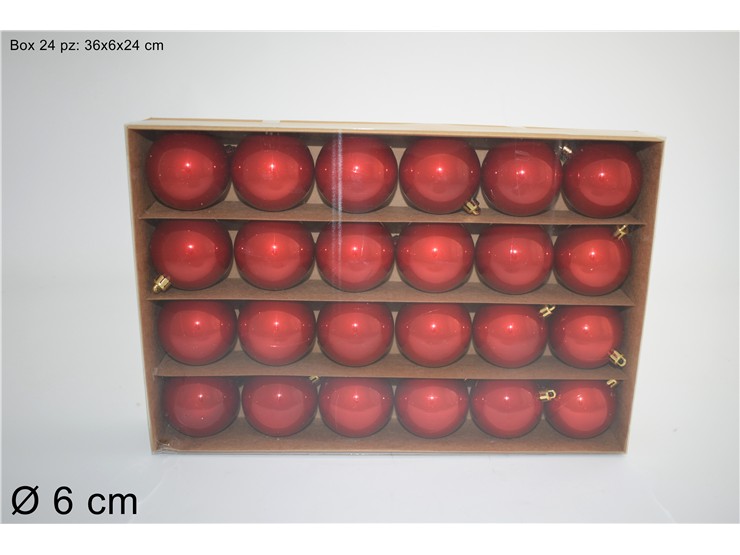 BOX 24PALLE PERLATE ROSSO Cm.6 SC5053-P- - Natale > Sfere > Lucide - Ingrosso B2B Magazzini Scatigna