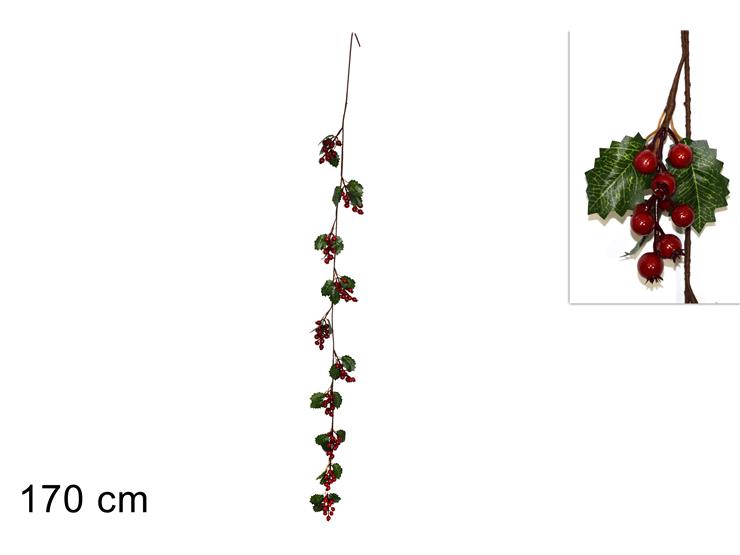RAMO BACCHE C/FOGLIE Art.XY16-587 - Natale > Ghirlande E Fili > Ghirlande Verticali - Ingrosso B2B Magazzini Scatigna