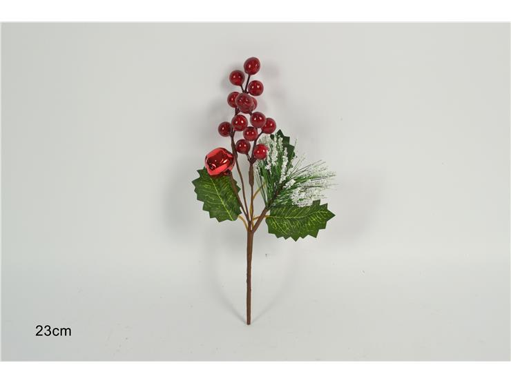 SPILLONE BACCHE C/CAMPANE RAMET.INN.1008 - Natale > Bacche E Fiori > Spilloni Bacche Piccole - Ingrosso B2B Magazzini Scatigna