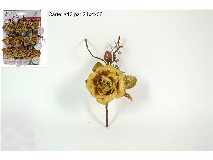 RAMETTO ORO CHIUDIPACCO SU CART.8064-565 - Natale > Bacche E Fiori > Spilloni Fiori - Ingrosso B2B Magazzini Scatigna