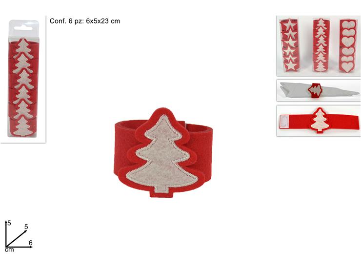 ANELLI PORTATOV.FELTRO ROSBIANPz6 20752 - Natale > Tavola > Portatovaglioli - Ingrosso B2B Magazzini Scatigna