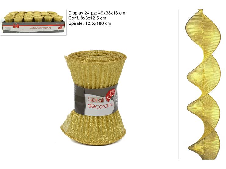 DECOR.TESS.SPIR.ORO Cm12,5180 17-1697 - Confezionamento > Nastri E Rotoli > Spirali - Ingrosso B2B Magazzini Scatigna