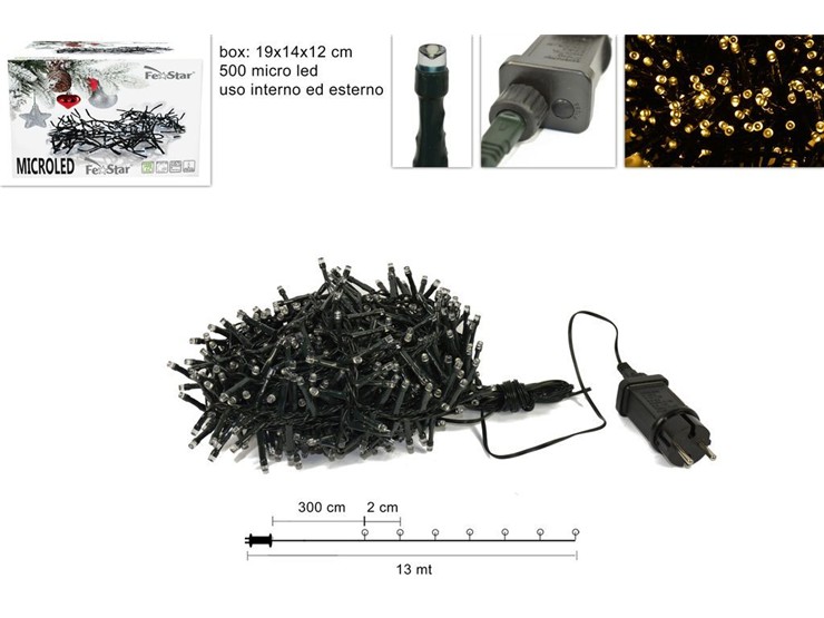 MINILUCC.500MICRO LED BIANCO CAL.USO EST - Natale > Luci Esterno > Microled - Ingrosso B2B Magazzini Scatigna